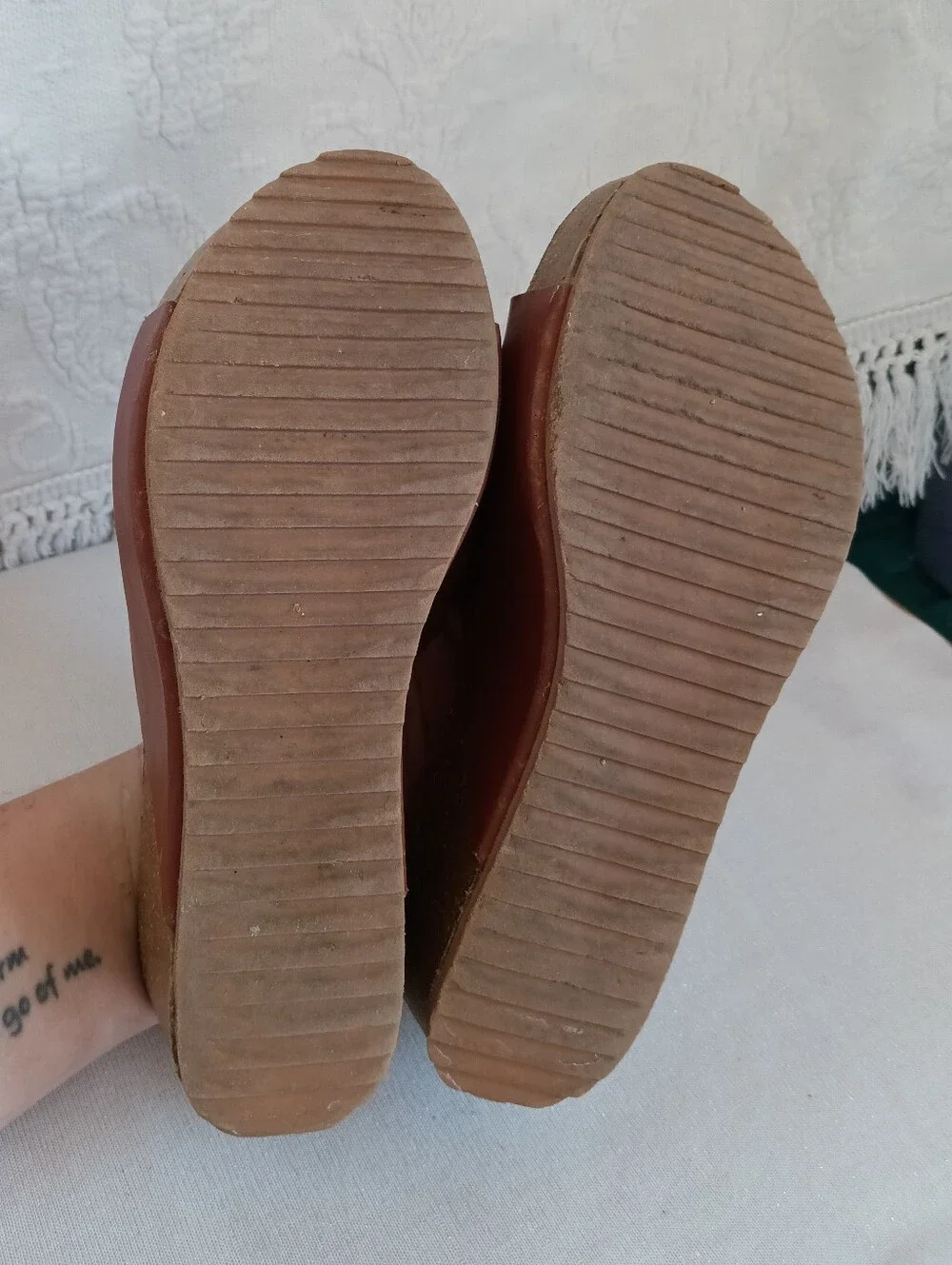 Brown Wedge Slide Sandals Platform Cork-Look Heel Retro Boho Cheap Summer Shoes
